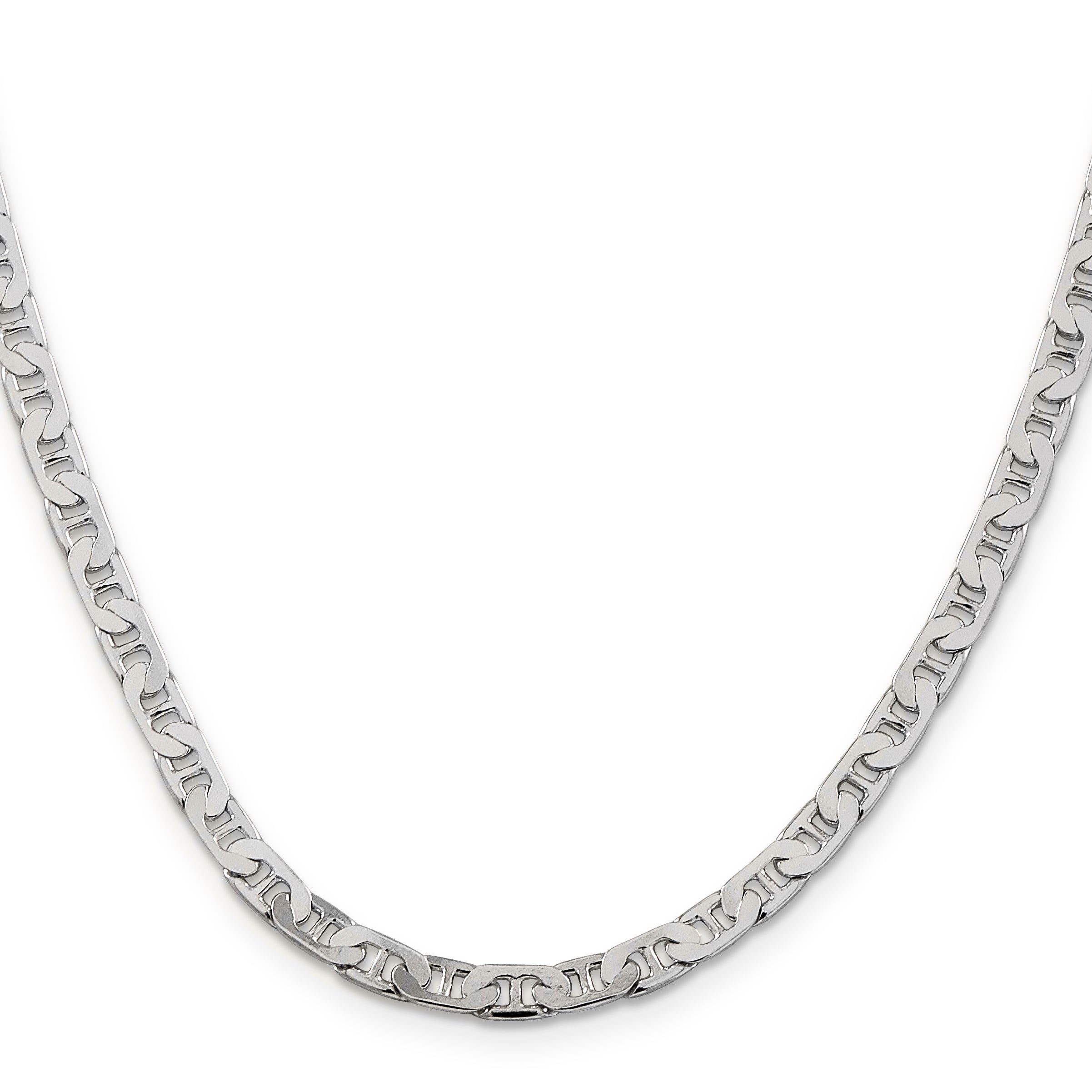 28 Inch Sterling Silver 4.5mm Flat Anchor Chain Necklace
