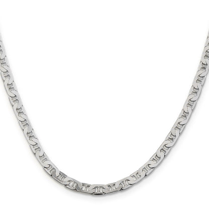 28 Inch Sterling Silver 4.5mm Flat Anchor Chain Necklace