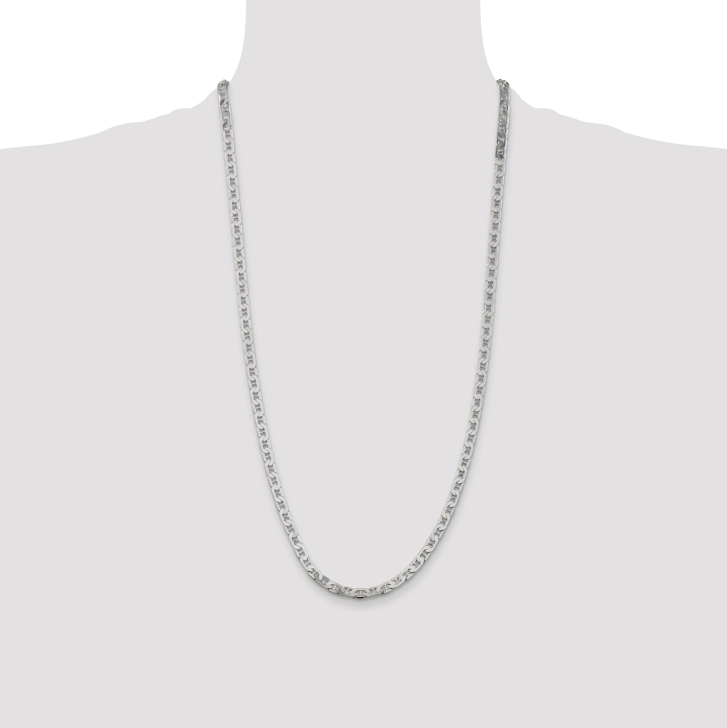 28 Inch Sterling Silver 4.5mm Flat Anchor Chain Necklace