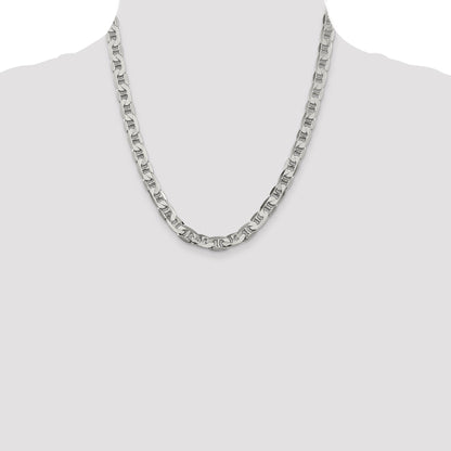 20 Inch Sterling Silver 7mm Flat Anchor Chain Necklace