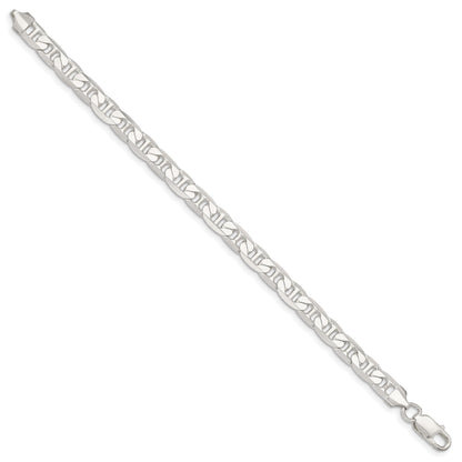 8 Inch Sterling Silver 7mm Flat Anchor Chain Bracelet