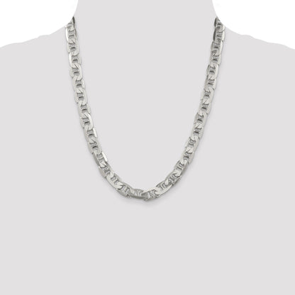 22 Inch Sterling Silver 9.5mm Flat Anchor Chain Necklace