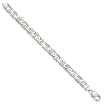 8 Inch Sterling Silver 9.5mm Flat Anchor Chain Bracelet