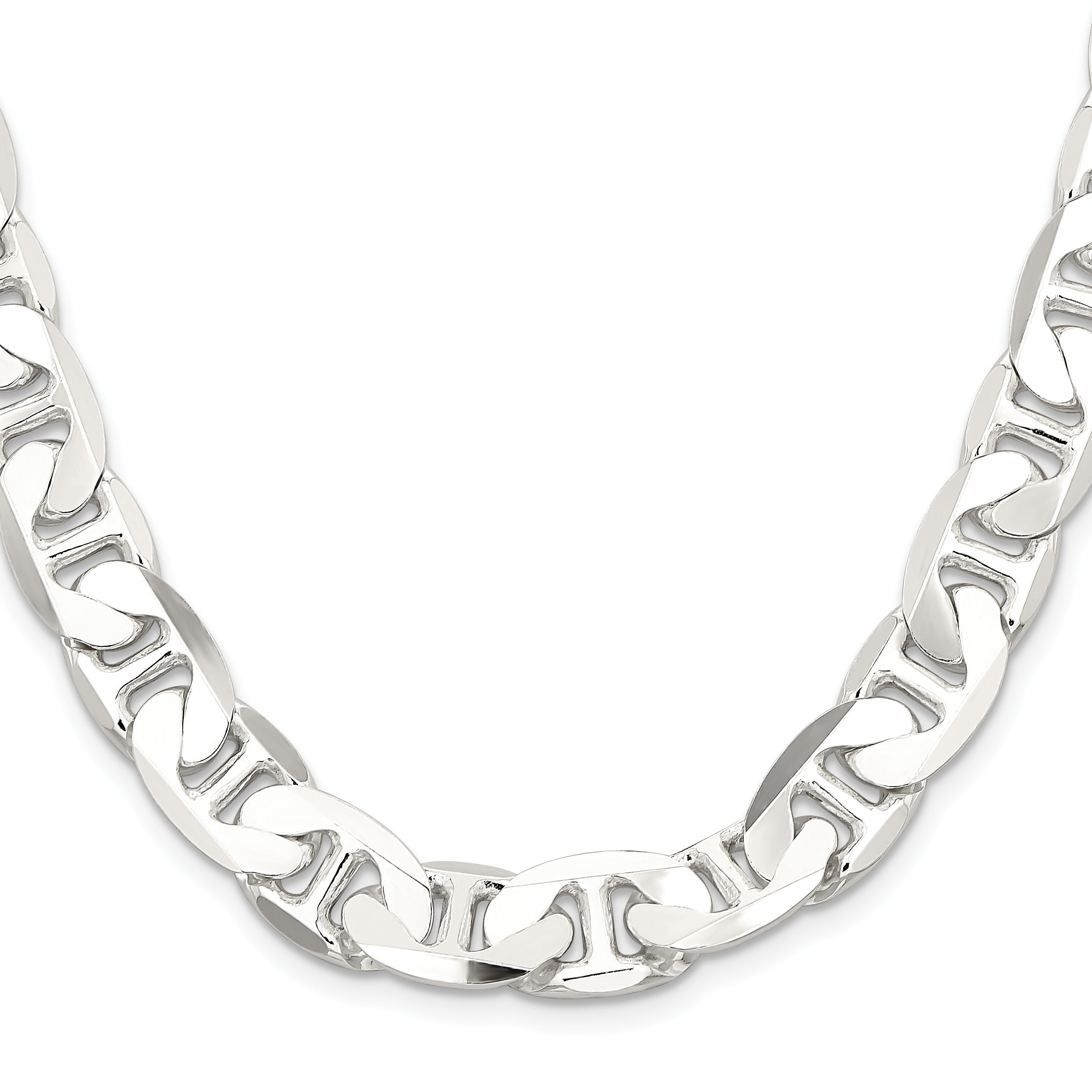 24 Inch Sterling Silver 11.5mm Flat Anchor Chain Necklace