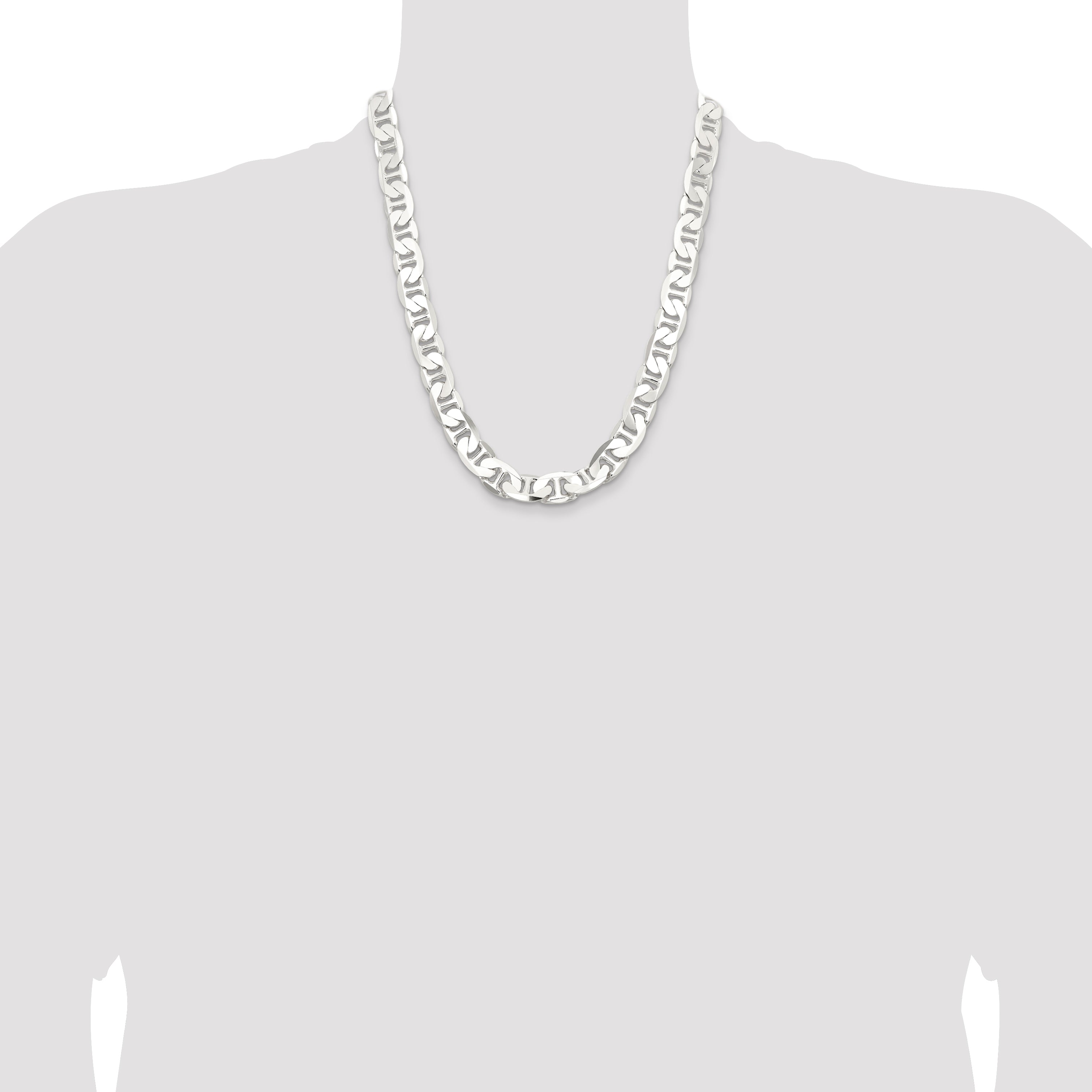 22 Inch Sterling Silver 11.5mm Flat Anchor Chain Necklace