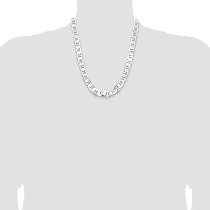 22 Inch Sterling Silver 11.5mm Flat Anchor Chain Necklace