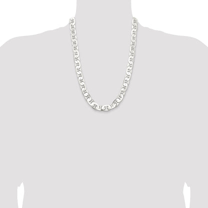 24 Inch Sterling Silver 11.5mm Flat Anchor Chain Necklace