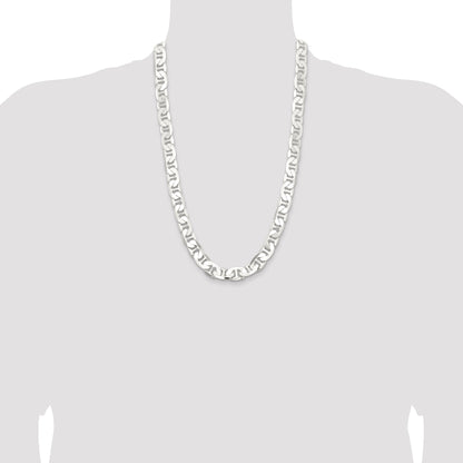 26 Inch Sterling Silver 11.5mm Flat Anchor Chain Necklace