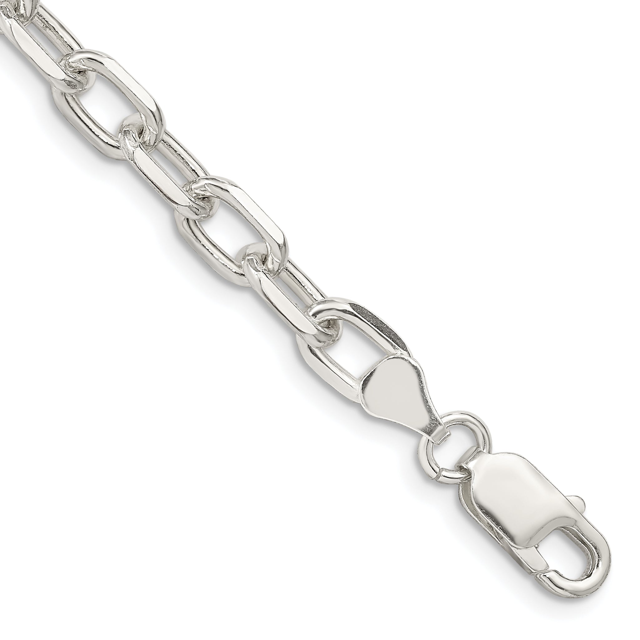 Sterling Silver 6.65mm Diamond-Cut Long Link Cable Chain Bracelet