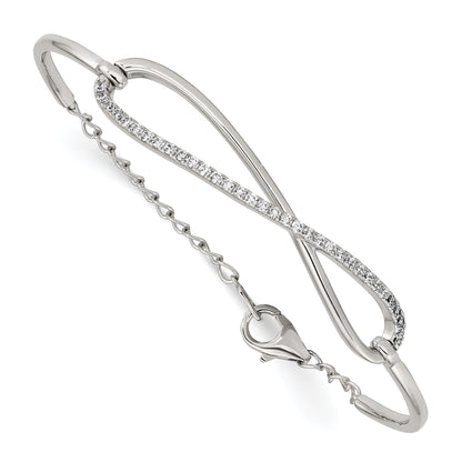 7 Inch Sterling Shimmer Silver Rhodium-Plated 33 Stone Cz Infinity Symbol Bracelet