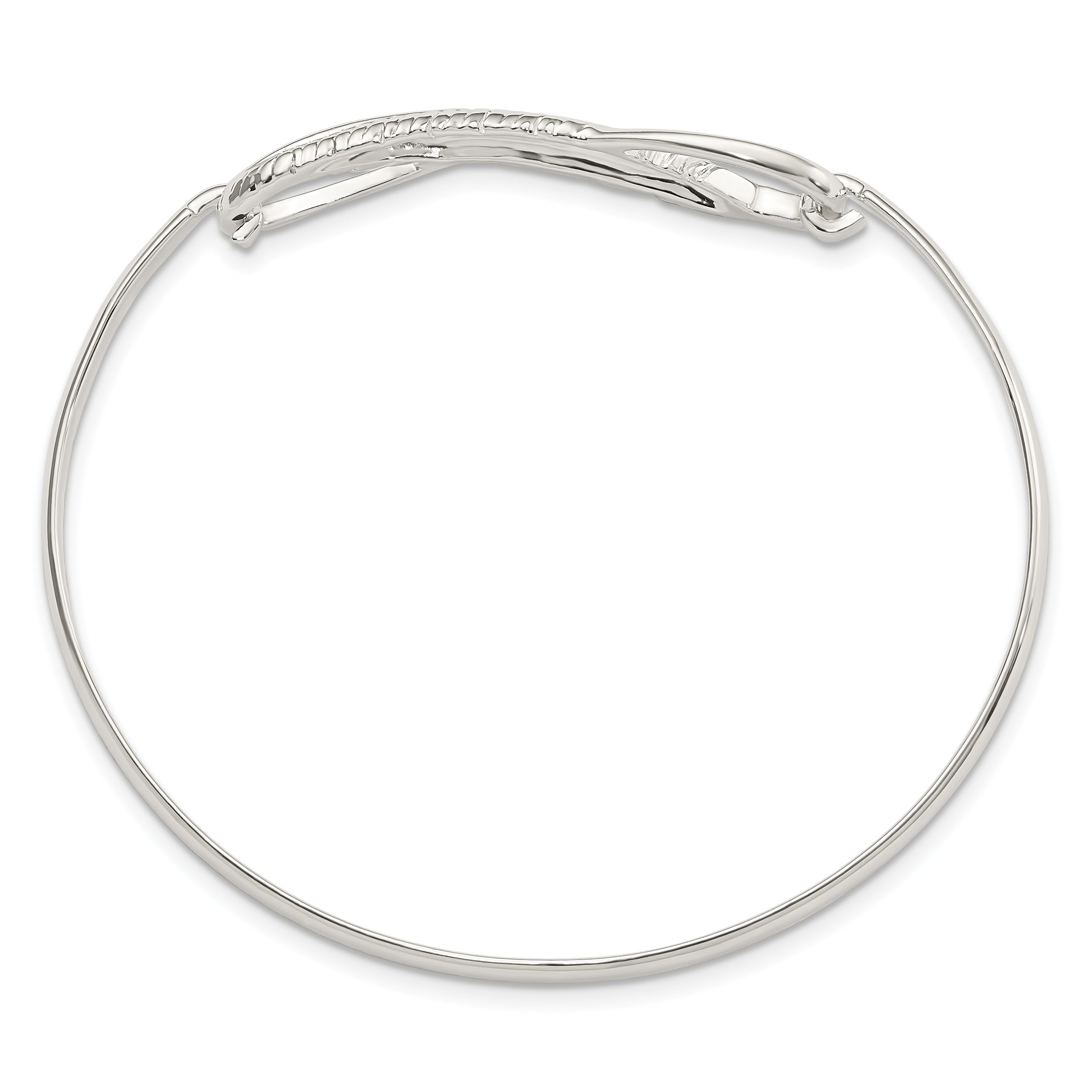 Sterling Silver Infinity W/Feather Bangle Bracelet