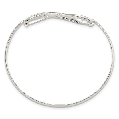 Sterling Silver Infinity W/Feather Bangle Bracelet