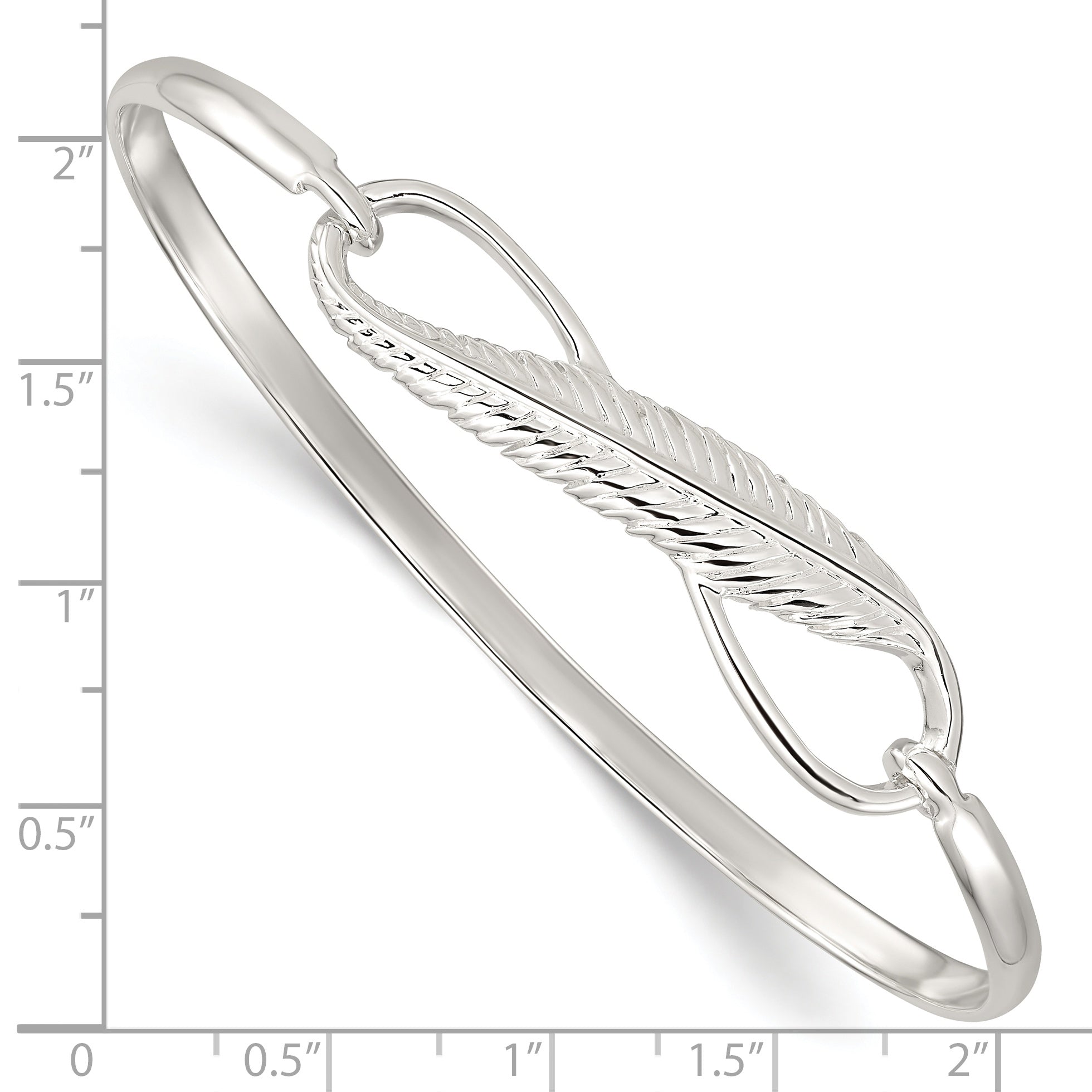 Sterling Silver Infinity W/Feather Bangle Bracelet