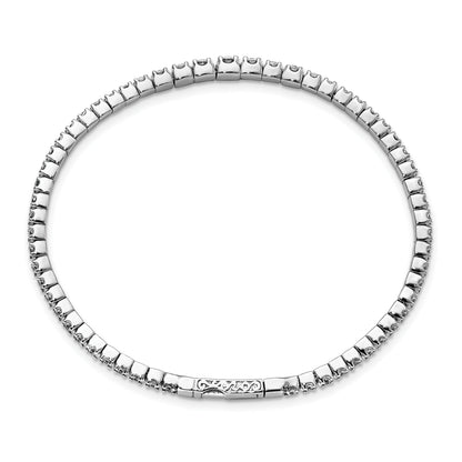 Sterling Silver Shimmer Rhodium-Plated 61 Stone Cz Flexible Bangle Bracelet