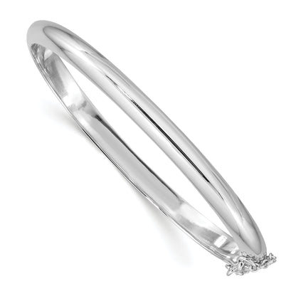 Sterling Silver Rhodium-Plated 5mm W/Chain Hinged Bangle