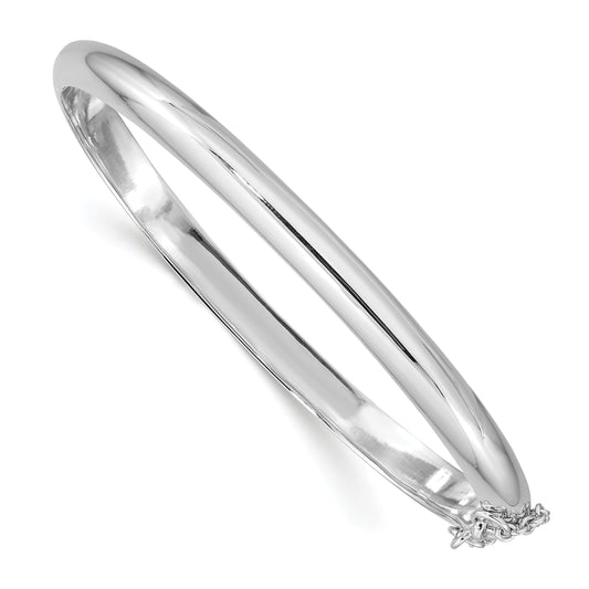 Sterling Silver Rhodium-Plated 5mm W/Chain Hinged Bangle
