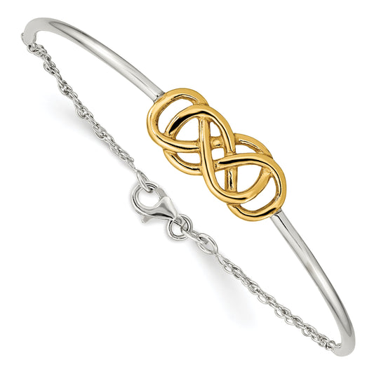 Sterling Silver Flash Gold Double Infinity Symbol Bangle Bracelet