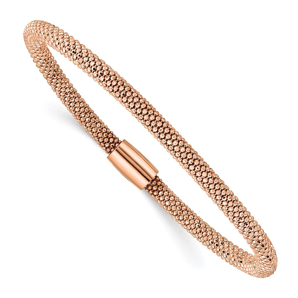 Sterling Silver Rose-Tone Fancy Chain Magnetic Clasp Bracelet