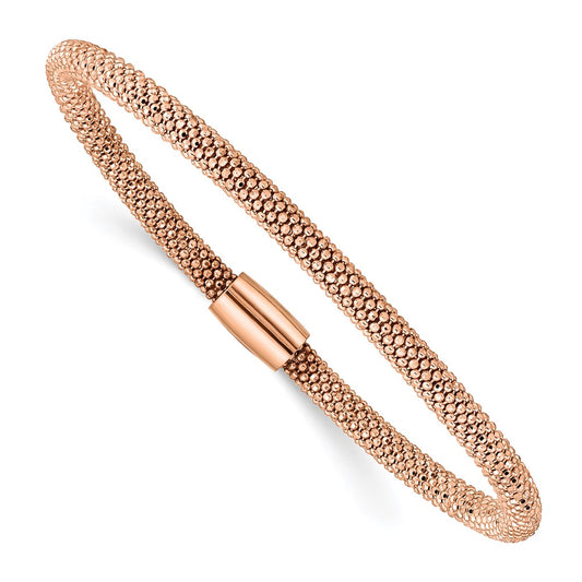 Sterling Silver Rose-Tone Fancy Chain Magnetic Clasp Bracelet