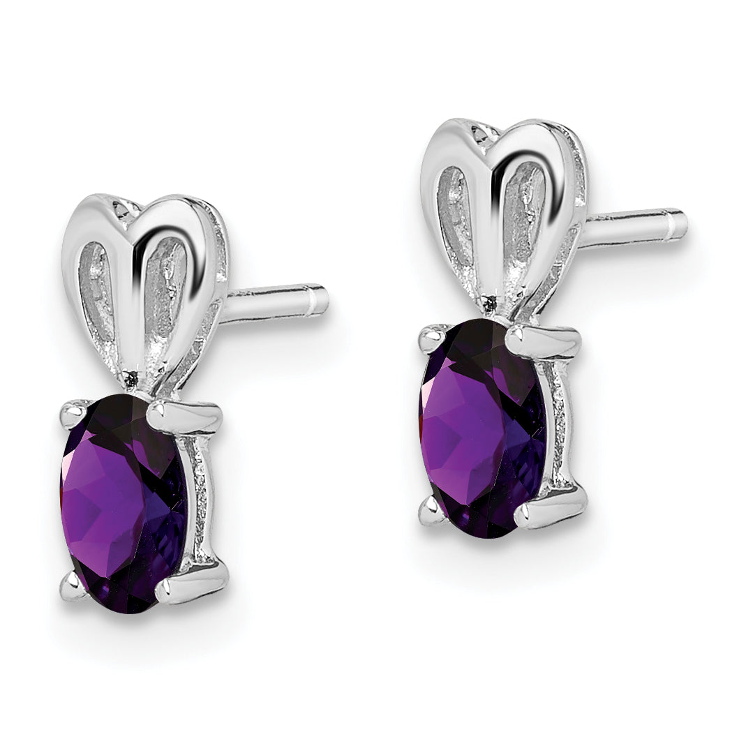 Sterling Silver Rhodium-Plated Amethyst Earrings