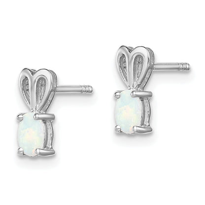 Sterling Silver Rhodium-Plated Created Opal Earrings