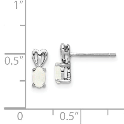 Sterling Silver Rhodium-Plated Created Opal Earrings