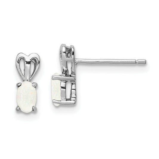 Sterling Silver Rhodium-Plated Created Opal Earrings