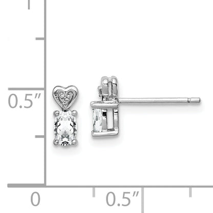 Sterling Silver Rhodium-Plated White Topaz & Diam. Earrings