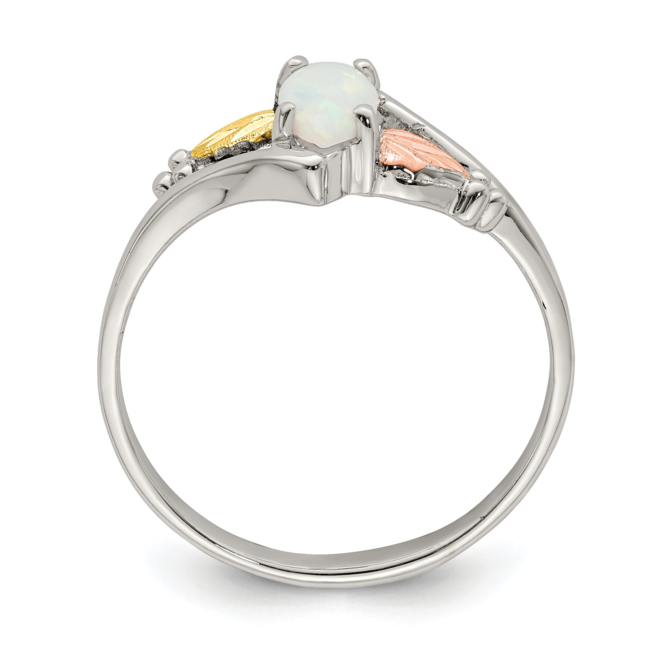 Sterling Silver Landstrom'S Mt. Rushmore Black Hills 12K Gold Accents Lab Created Opal Ring
