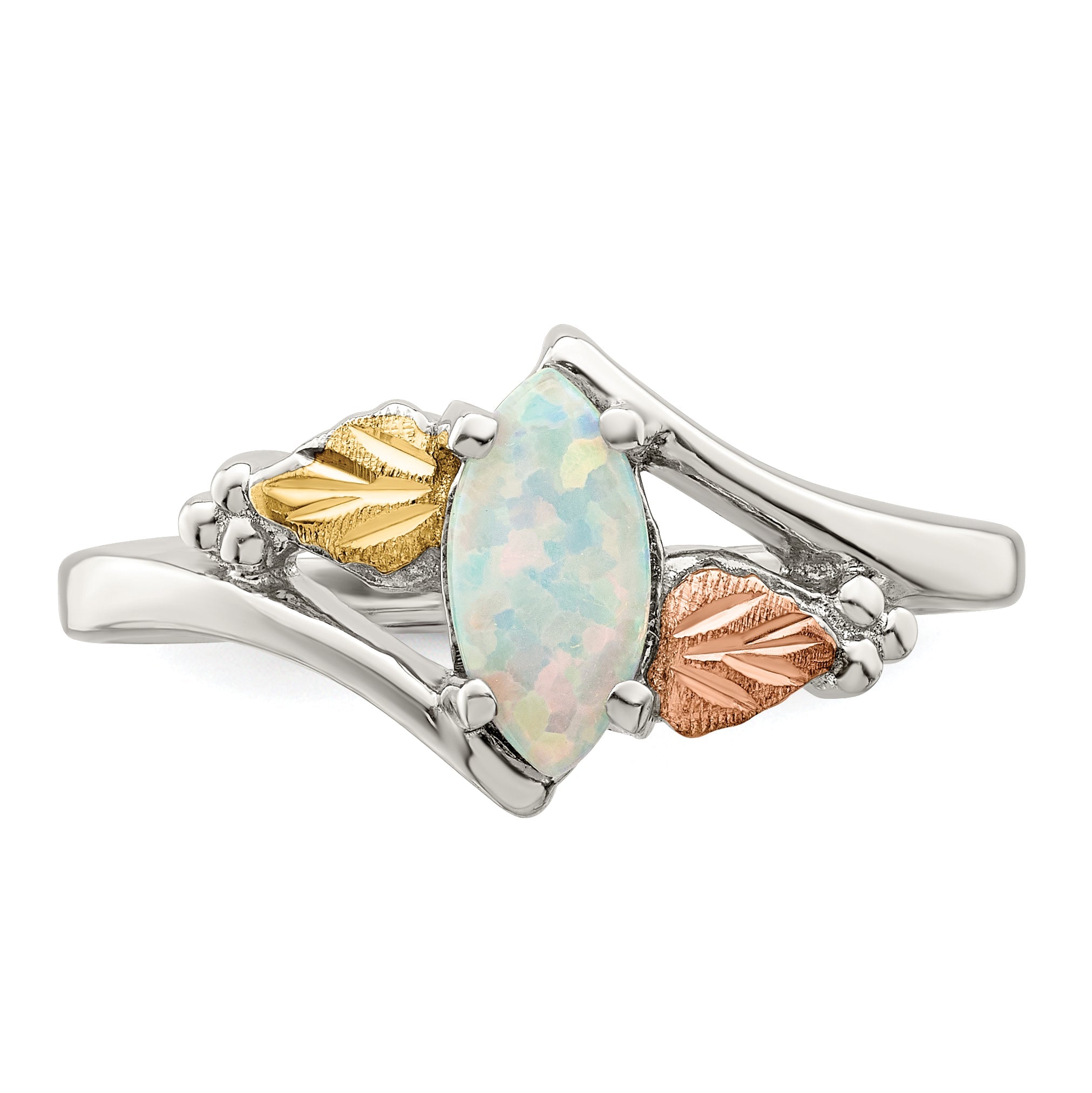 Sterling Silver Landstrom'S Mt. Rushmore Black Hills 12K Gold Accents Lab Created Opal Ring