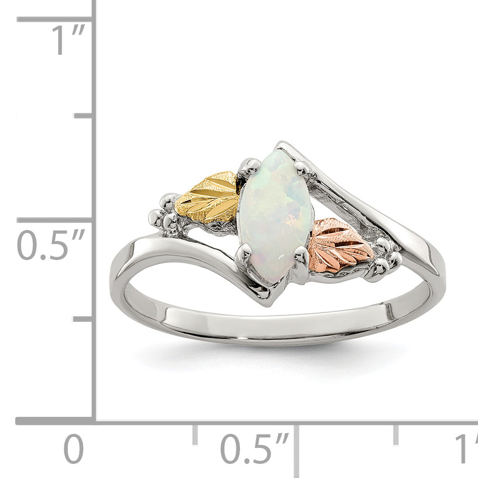 Sterling Silver Landstrom'S Mt. Rushmore Black Hills 12K Gold Accents Lab Created Opal Ring