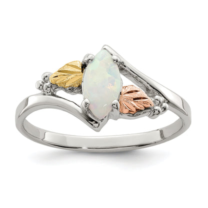 Sterling Silver Landstrom'S Mt. Rushmore Black Hills 12K Gold Accents Lab Created Opal Ring