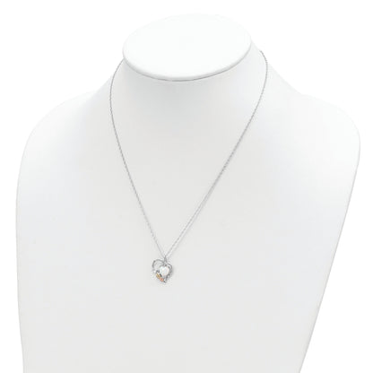 Sterling Silver Landstrom'S Mt. Rushmore Black Hills 12K Gold Accents Lab Created White Opal Heart 18 Inch Spring Ring Clasp Necklace