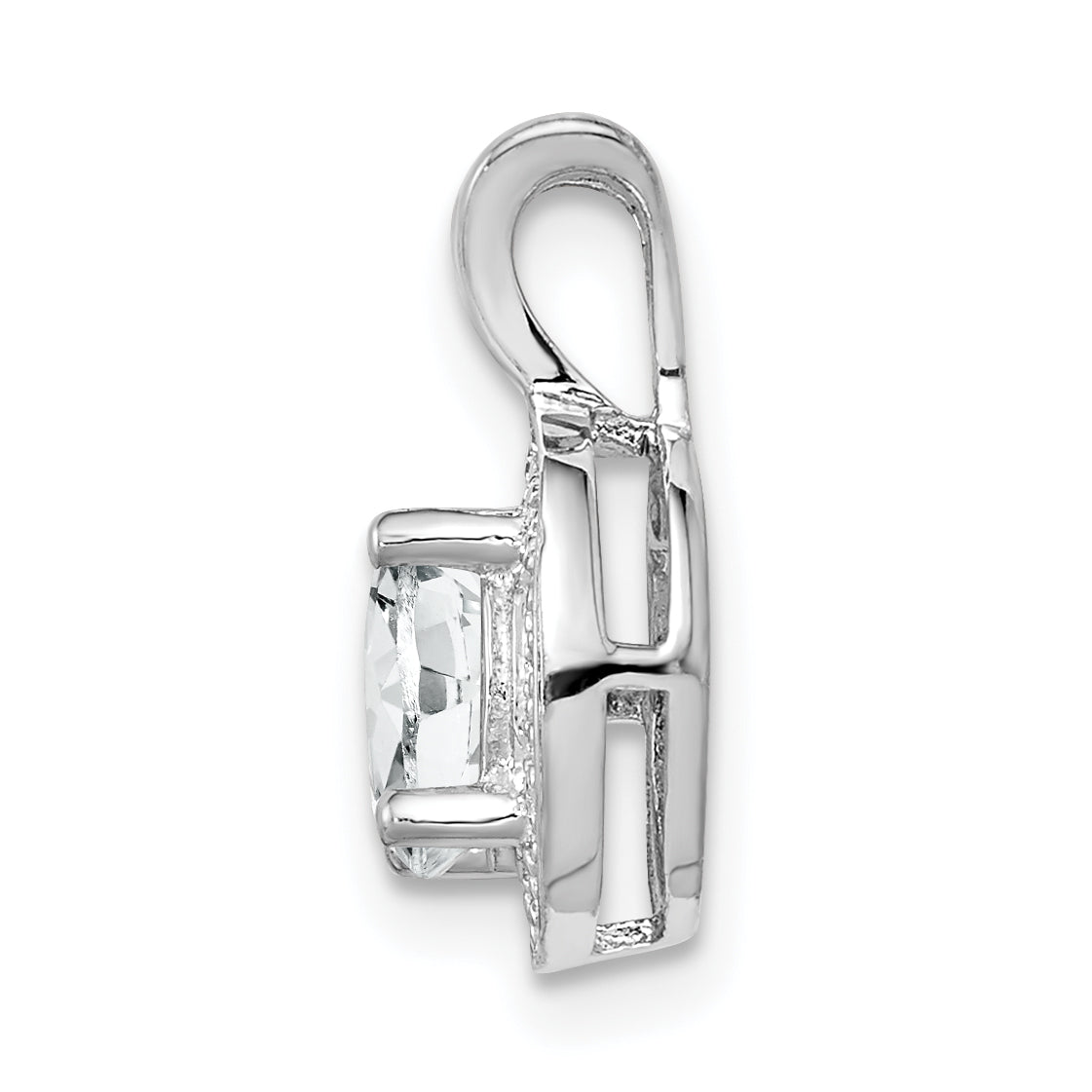 Sterling Silver Rhodium-Plated Diamond & White Topaz Pendant