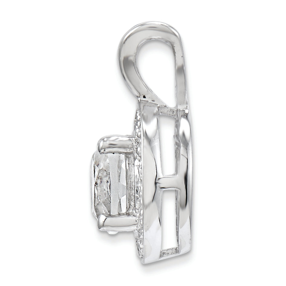 Sterling Silver Rhodium-Plated Diamond & White Topaz Pendant