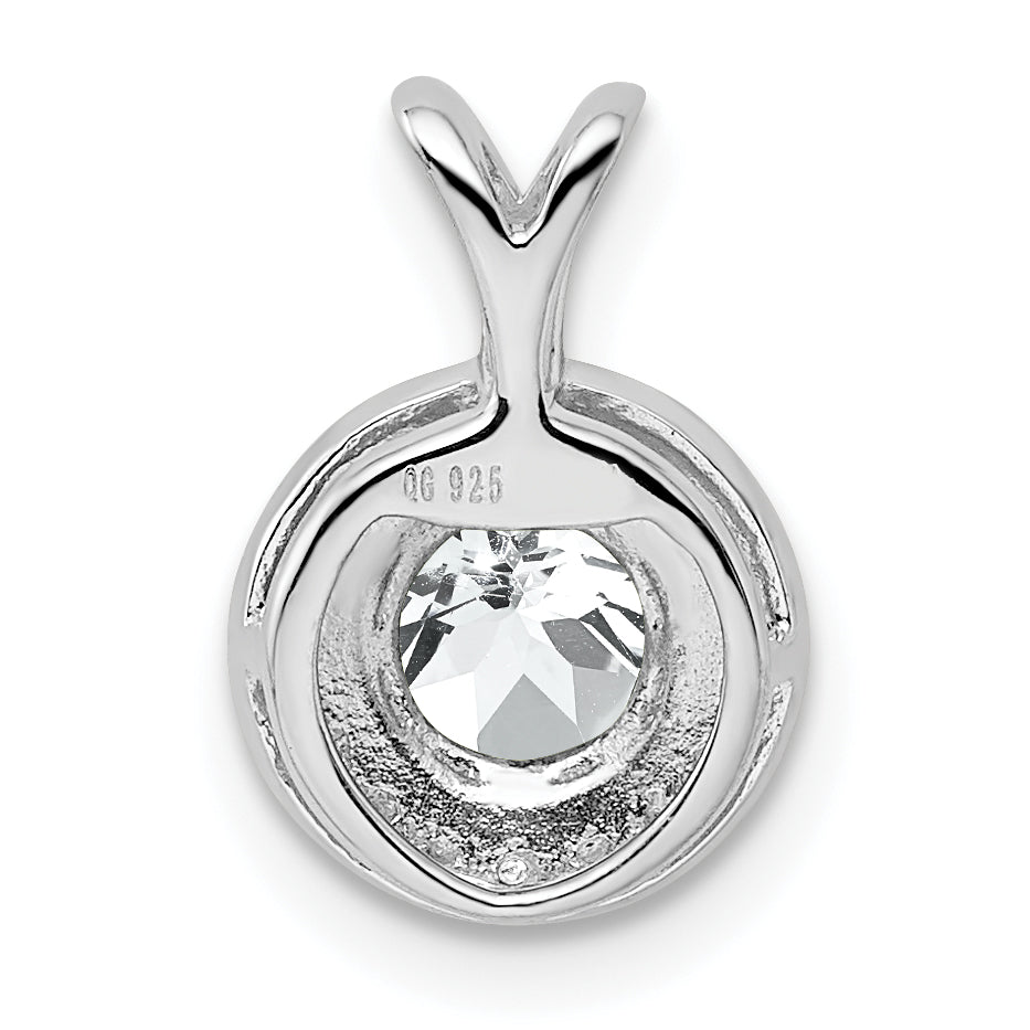 Sterling Silver Rhodium-Plated Diamond & White Topaz Pendant