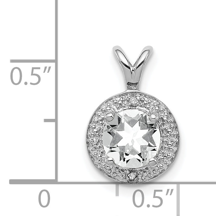 Sterling Silver Rhodium-Plated Diamond & White Topaz Pendant