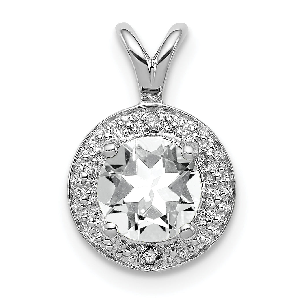 Sterling Silver Rhodium-Plated Diamond & White Topaz Pendant