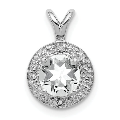 Sterling Silver Rhodium-Plated Diamond & White Topaz Pendant