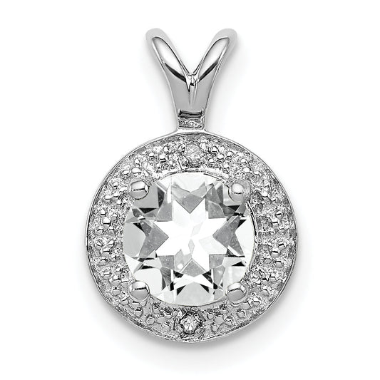 Sterling Silver Rhodium-Plated Diamond & White Topaz Pendant