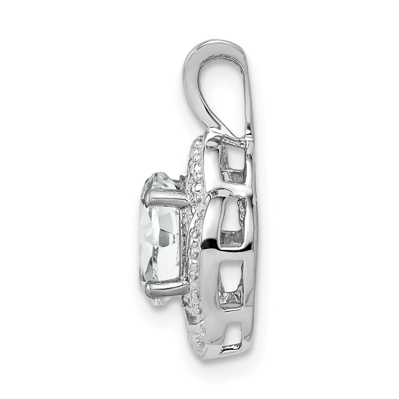 Sterling Silver Rhodium-Plated Diam. & White Topaz Pendant