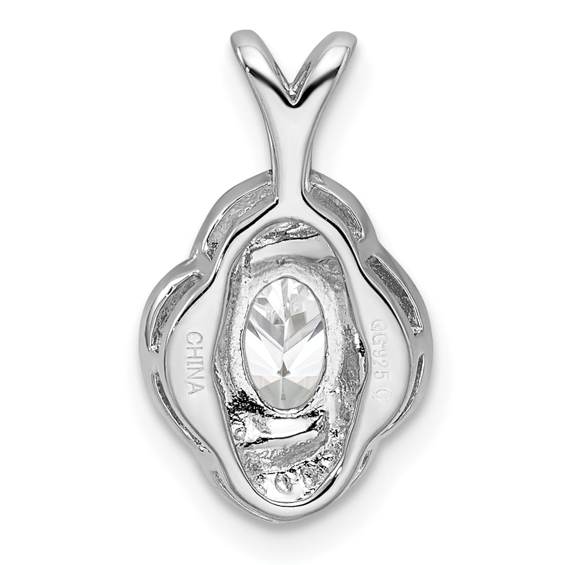 Sterling Silver Rhodium-Plated Diam. & White Topaz Pendant