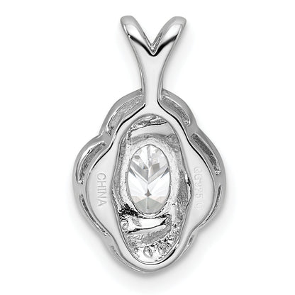 Sterling Silver Rhodium-Plated Diam. & White Topaz Pendant