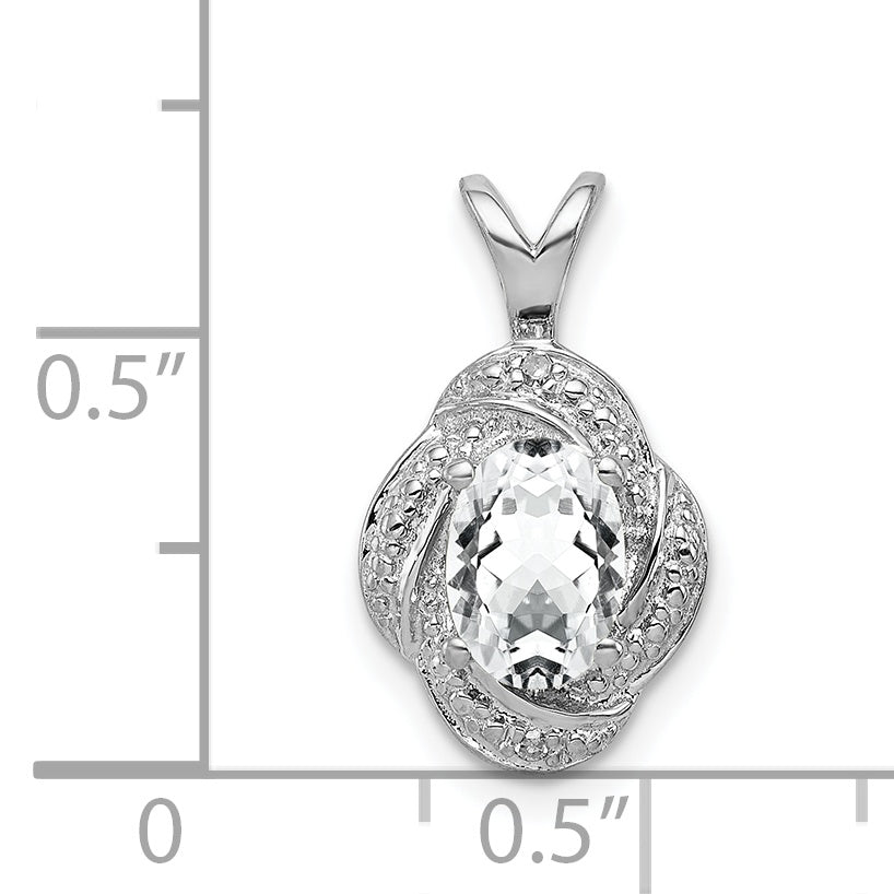 Sterling Silver Rhodium-Plated Diam. & White Topaz Pendant