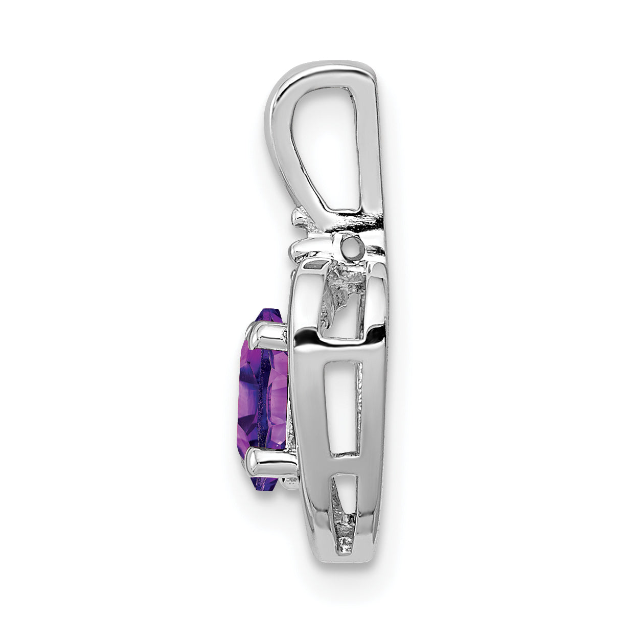 Sterling Silver Rhodium-Plated Amethyst & Diam. Pendant