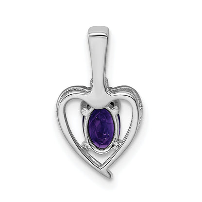 Sterling Silver Rhodium-Plated Amethyst & Diam. Pendant