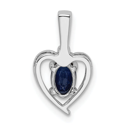 Sterling Silver Rhodium-Plated Created Sapphire & Diam. Pendant