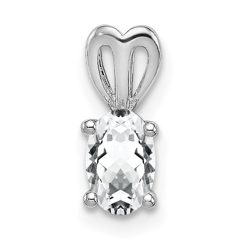 Sterling Silver Rhodium-Plated White Topaz Pendant
