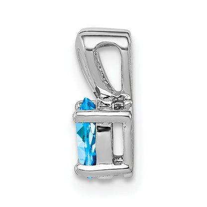 Sterling Silver Rhodium-Plated Light Swiss Blue Topaz Pendant
