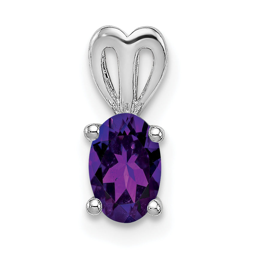 Sterling Silver Rhodium-Plated Amethyst Pendant